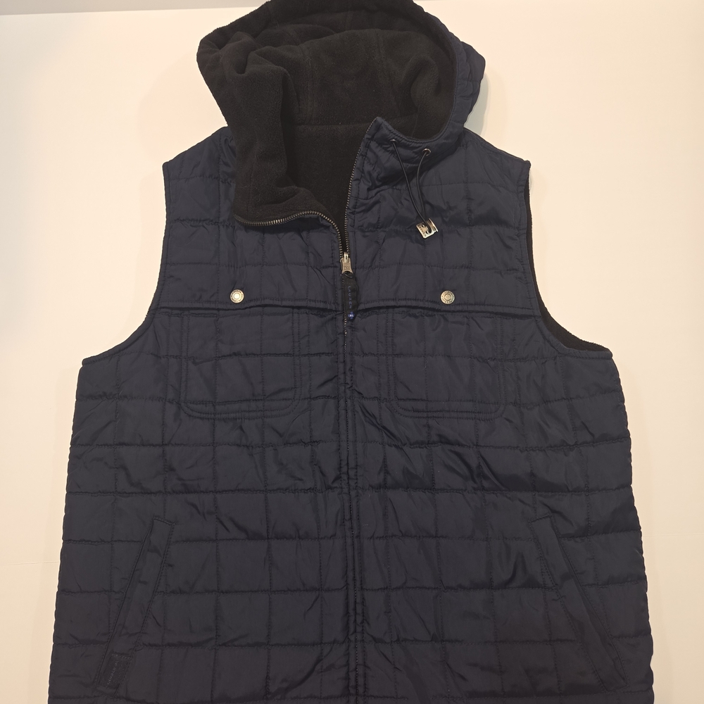 Ralph Lauren Navy/black Quilted Reversible Vest with Hood